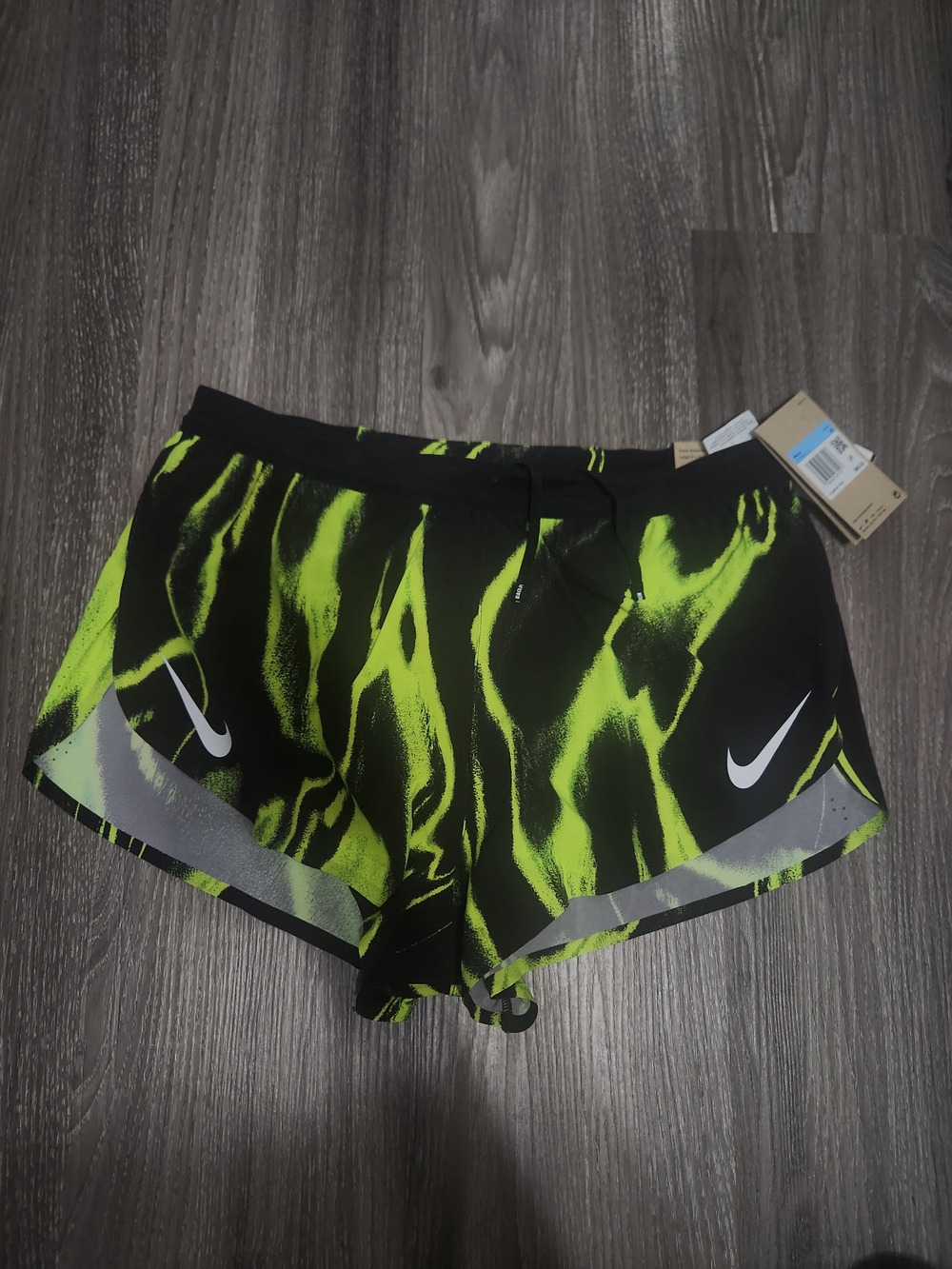 Nike Black Neon Green Athletic Running Shorts